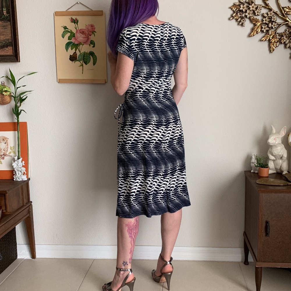 Vintage Kasper Birds Print Wrap Cinch Waist Dress - Picture 4 of 8